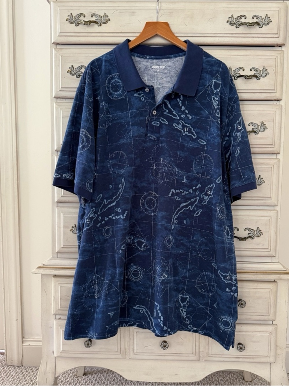 Lands End Traditional Fit Caribbean Map Polo Shirt